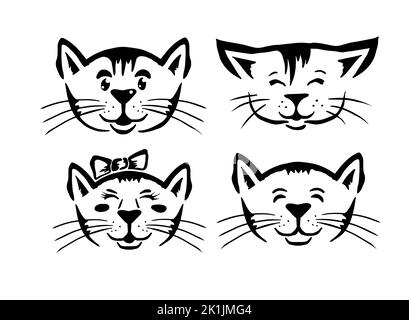 Visages de chats mignons. Illustration vectorielle Illustration de Vecteur