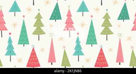 Arrière-plan de motif arbre de Noël. Bordure saisonnière vectorielle. Illustration de Vecteur