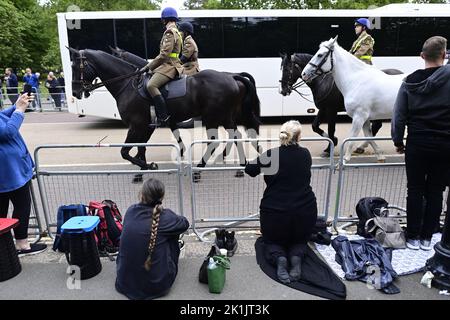 Londres, Royaume-Uni. 19th septembre 2022. Londres, Royaume-Uni. 19th septembre 2022. Les funérailles de la reine Élisabeth II de Grande-Bretagne ont eu lieu sur 19 septembre 2022, à Londres, en Grande-Bretagne. Préparatifs pour le cortège funéraire. Crédit: Roman Vondrous/CTK photo/Alay Live News crédit: CTK/Alay Live News Banque D'Images