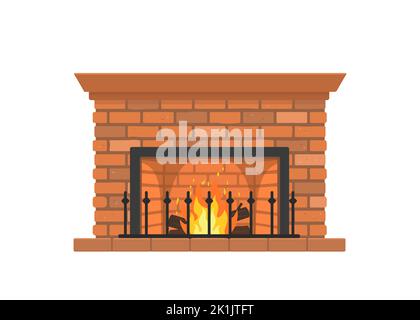 Foyer rétro isolé sur fond blanc. Concept d'intérieur. Style dessin animé plat. Illustration vectorielle Illustration de Vecteur