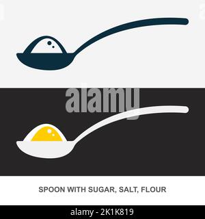 Ajoutez une cuillère avec du sucre, du sel, de la farine ou un autre symbole de la gamme d'ingrédients. Vecteur Illustration de Vecteur