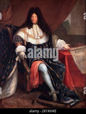 Portrait en pied de Louis XIV (1638-1715) peinture de Nicolas René Jolain le Vieux, 17eme siecle. Haile sur toile. Versailles, Musée du Château Banque D'Images