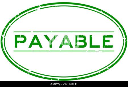 Grage vert payable mot ovale joint en caoutchouc timbre sur fond blanc Illustration de Vecteur
