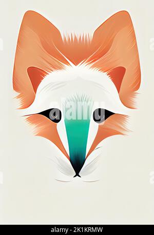 Illustration du portrait Fox. Illustration numérique basée sur le rendu par réseau neuronal Banque D'Images