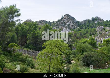 Pays de Van Gogh : les Alpilles dans le sud de la France, souvent peint par Vincent van Gogh. Prise à Saint-Rémy de Provence. Banque D'Images