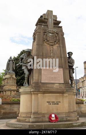 Mémorial de la guerre de Bradford à Bradford, dans le West Yorkshire. Le monument se dresse en remérage des morts de la Grande Guerre et des conflits qui ont suivi. Banque D'Images