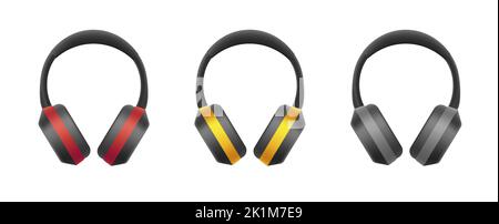 kit casque 3d icom, noir avec bande brillante Illustration de Vecteur
