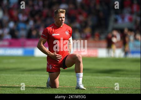 St. Helens, Angleterre -17th septembre 2022 - Jonny Lomax de St Helens pendant l'échauffement. Rugby League Betfred Super League semi final, St. Helens vs Salford Red Devils au stade Totally Wicked, St. Helens, Royaume-Uni Banque D'Images