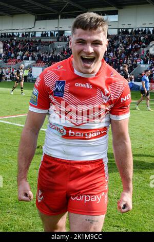 St. Helens, Angleterre -17th septembre 2022 - Jack Welsby de St Helens fête ses célébrations. Rugby League Betfred Super League semi final, St. Helens vs Salford Red Devils au stade Totally Wicked, St. Helens, Royaume-Uni Banque D'Images