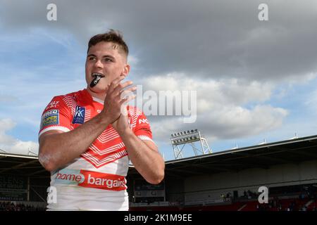 St. Helens, Angleterre -17th septembre 2022 - Jack Welsby de St Helens fête ses célébrations. Rugby League Betfred Super League semi final, St. Helens vs Salford Red Devils au stade Totally Wicked, St. Helens, Royaume-Uni Banque D'Images