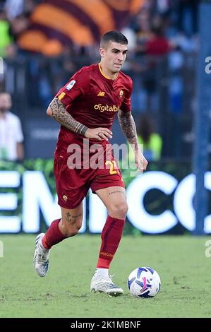 Rome, Italie. 18th septembre 2022. Gianluca Mancini de AS Roma pendant la série Un match entre Roma et Atalanta au Stadio Olimpico, Rome, Italie, le 18 septembre 2022. Credit: Giuseppe Maffia/Alay Live News Banque D'Images