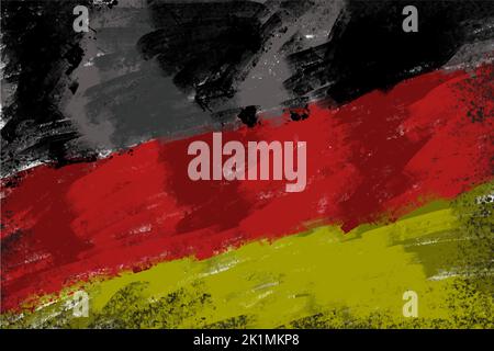 Drapeau de l'Allemagne, peinture acrylique, grunge avec des éraflures, couleurs patriotiques, coups de pinceau faits main Illustration de Vecteur
