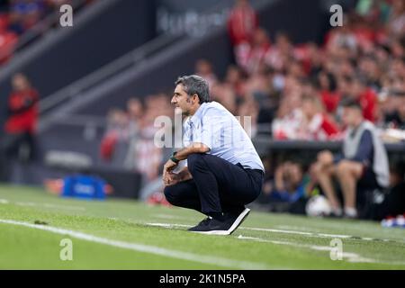 Ernesto Valverde entraîneur en chef du club d'athlétisme lors du match de football de la Liga Santander entre le club d'athlétisme et Rayo Vallecano à San Mames on 17 septembre 2022, à Bilbao, en Espagne. Photo Ricardo Larreina / SpainDPPI / DPPI - photo: Ricardo Larreina/DPPI/LiveMedia Banque D'Images