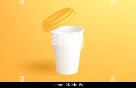 Tasse à café en plastique papier modèle de marquage réaliste des boissons mockup Illustration de Vecteur