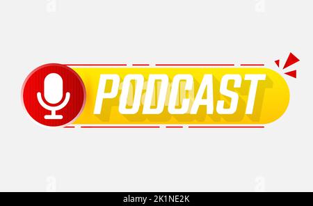 Podcast. Illustration vectorielle plate, icône, logo sur fond blanc Illustration de Vecteur