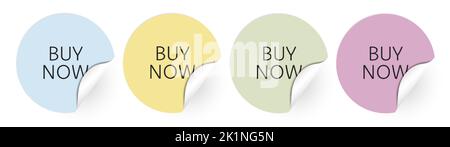 Acheter maintenant ensemble d'autocollants illustration vectorielle. Icône Acheter maintenant. Acheter maintenant eps label Illustration de Vecteur