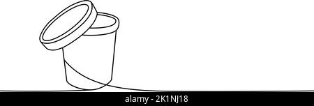 Boîte en carton de crème glacée dessin continu d'une ligne. Vider les boîtes en carton, les sacs pour les aliments à emporter illustration continue d'une ligne. Illustration de Vecteur
