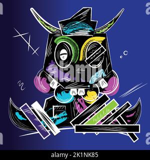 Monstre animal âne rétro coloré style Grafitti Vector Illustration de Vecteur