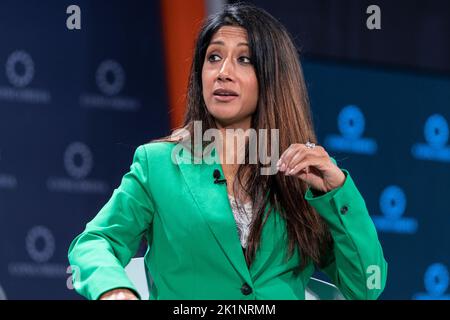 New York, États-Unis. 19th septembre 2022. Reshmin Chowdhury en conversation avec son Excellence Hassan Al Tawadi au Sommet Concordia à Sheraton Times Square (photo de Lev Radin/Pacific Press) crédit: Pacific Press Media production Corp./Alay Live News Banque D'Images