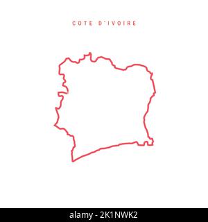 Carte de contour modifiable de la Côte d'Ivoire. Côte d'Ivoire bordure rouge. Nom du pays. Régler l'épaisseur de ligne. Changez de couleur. Illustration vectorielle. Illustration de Vecteur