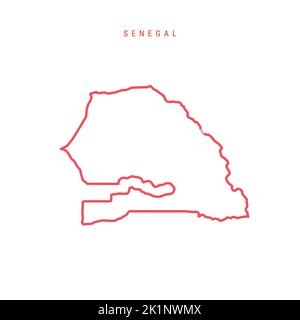 Carte vectorielle modifiable du Sénégal. Frontière rouge sénégalaise. Nom du pays. Régler l'épaisseur de ligne. Changez de couleur. Illustration vectorielle. Illustration de Vecteur