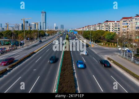 Paysage urbain de l'autoroute à Shanghai, en Chine Banque D'Images