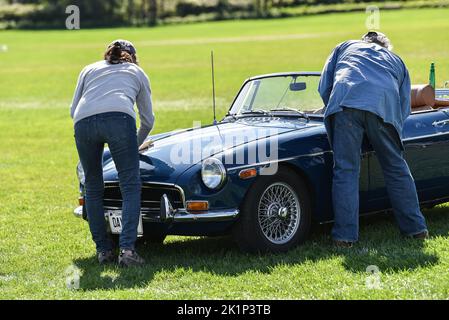 Voiture de sport MGB au salon des voitures de sport « British invasion » à Stowe, Vermont, États-Unis. Banque D'Images