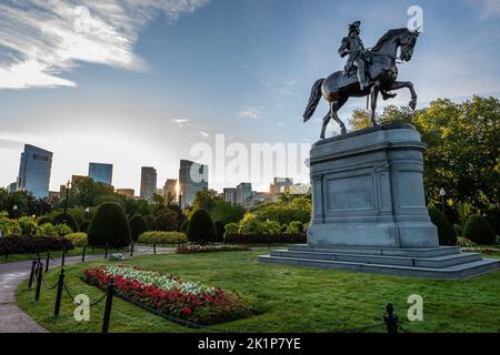 Boston Common au lever du soleil Banque D'Images