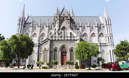 Vue arrière de la cathédrale Saint-Philomena construite en 1843 par Maharaja Mummadi Krishnaraja Wodeyar, Mysore, Karnataka, Inde. Banque D'Images