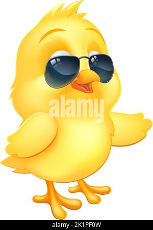 Lunettes de soleil à motif oiseau et poulet à la poussette de Pâques pointant Illustration de Vecteur