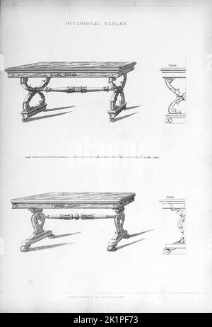 Tables occasionnelles du guide du fabricant d'armoires et du tapissier : étant un livre de dessin complet, dans lequel seront compris des traités sur la géométrie et la perspective comme applicable aux branches ci-dessus de la mécanique illustré par de nombreuses gravures de nouveaux et originaux dessins pour les meubles de ménage, Et décoration intérieure magnifiquement et correctement colorée par Smith, George, 1808-1899 Date de publication 1826 Éditeur Londres : Jones and Co Banque D'Images