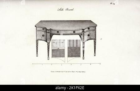 Panneau latéral du livre le guide du fabricant de l'armoire et du tapissier; ou, dépôt de dessins pour chaque article de mobilier ménager par A. Hepplewhite and Co Date de publication 1897 Banque D'Images