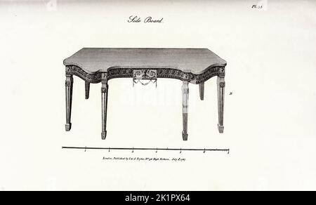 Panneau latéral du livre le guide du fabricant de l'armoire et du tapissier; ou, dépôt de dessins pour chaque article de mobilier ménager par A. Hepplewhite and Co Date de publication 1897 Banque D'Images