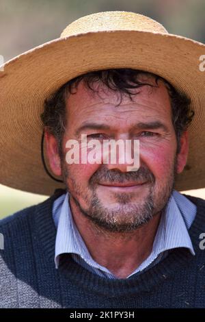 Chili, Pelequen - portrait d'un huaso ou d'un cowboy. Banque D'Images