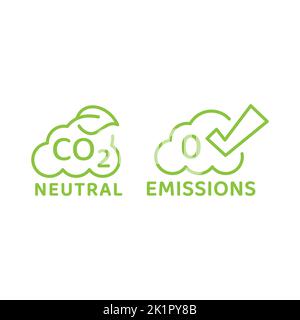 CO2 icône de vecteur de nuage neutre et zéro émission. Symbole de contour sans dioxyde de carbone. Illustration de Vecteur