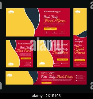 bandeau web pour les aliments de restaurant contenu modifiable conception de mise en page dégradé couleur simple Illustration de Vecteur