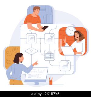 Flux de travail et communication d'entreprise Illustration de Vecteur