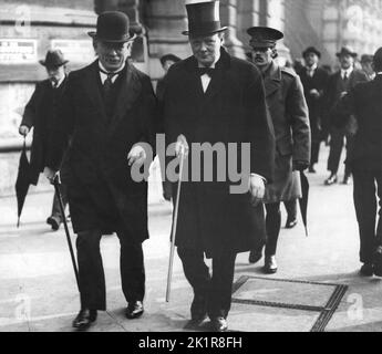 Winston Churchill avec Lloyd George 1915 Banque D'Images