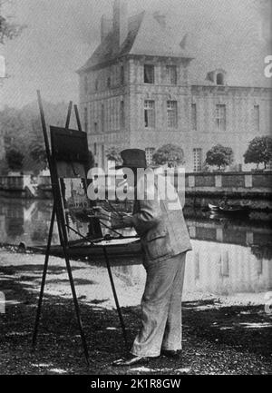 Winston Churchill peint le Château St.Georges-Motel dans le quartier Eure de Normandie, France. 1937 Banque D'Images