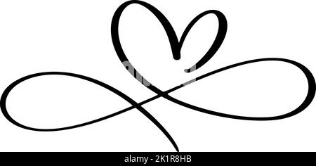 Logo coeur vecteur amour en signe d'infini. Signe sur la carte postale à la Saint Valentin, impression de mariage. Calligraphie et lettrage illustration isolée sur un Illustration de Vecteur