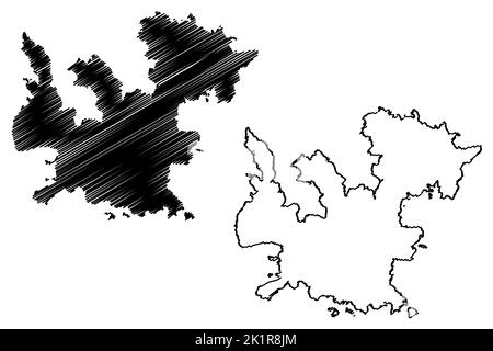 Île de Cabrera (Royaume d'Espagne, Îles Baléares) carte illustration vectorielle, croquis à graviers carte de Cabrera Illustration de Vecteur