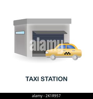 Icône de la station de taxi. 3d illustration de la collection small business. Icône Creative taxi Station 3D pour la conception web, les modèles, les infographies et plus encore Illustration de Vecteur