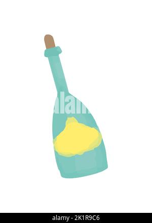 Bouteille de champagne Vector peinte à l'aquarelle. Illustration de Noël isolée sur fond blanc pour le design de vacances. Illustration de Vecteur