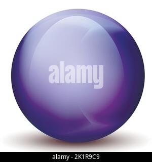 Boule en verre violet ou perle précieuse. Boule brillante réaliste, illustration vectorielle abstraite 3D mise en évidence sur fond blanc. Grosse bulle métallique avec Illustration de Vecteur