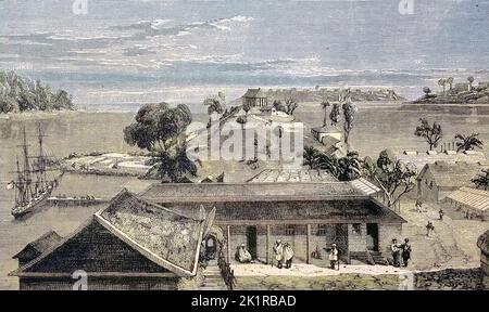 Port Blair, Stadt auf den Andamaneninseln und die Hauptstadt des indischen Unionsterritoriums Andamanen und Nikobaren, 1869, Indien / Port Blair, ville dans les îles Andaman et la capitale du territoire de l'Union indienne d'Andaman et des îles Nicobar, 1869, Inde, Historisch, digital, realierstvorin redienredienreditionen 19. Jahrhundert, genaues Originaldatum nicht bekannt / historique, numérique reproduction améliorée d'un original du 19th siècle Banque D'Images