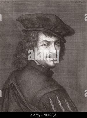 Frans Hals l'aîné, c. 1582 - 1666. Artiste néerlandais. Après une gravure de David Coster de l'œuvre d'Anthony van Dyck. Banque D'Images