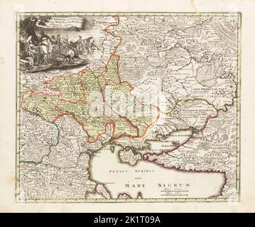 Carte de l'Ukraine et des environs de la mer Noire. Musée : COLLECTION PRIVÉE. Auteur: Weigel, Christoph, The Elder. Banque D'Images