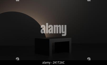 socle vide sombre avec rétroéclairage, affichage minimaliste du support de podium vide. 3D rendu Banque D'Images