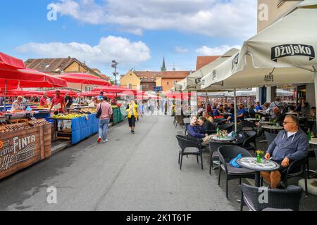 Marché de Dolac dans la vieille ville, Zagreb, Croatie Banque D'Images