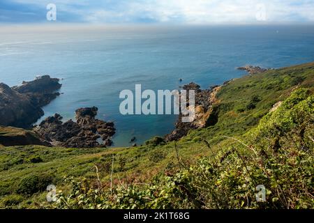 Rivage et campagne de Guernesey, une île sous le chenal anglais Banque D'Images